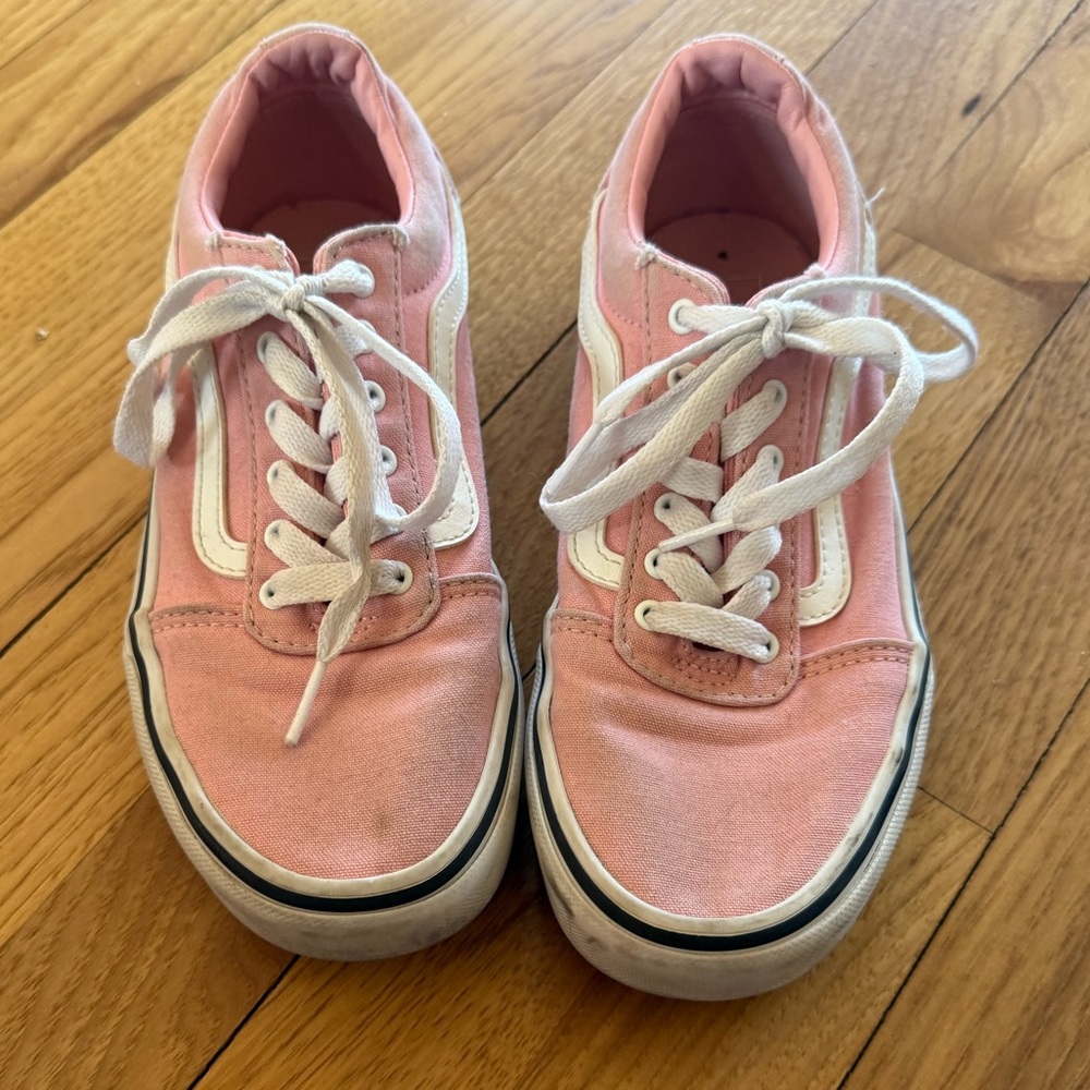 Vans Pink and White Sneakers  - Girls 4